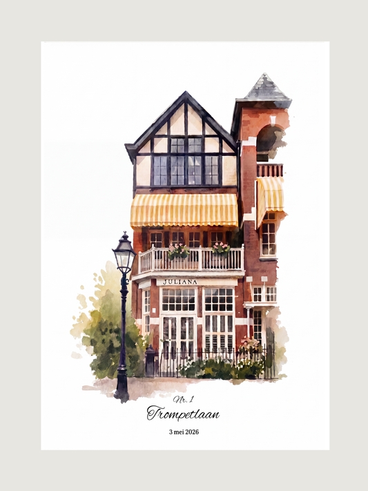 Huisportret Aquarel Minimalist