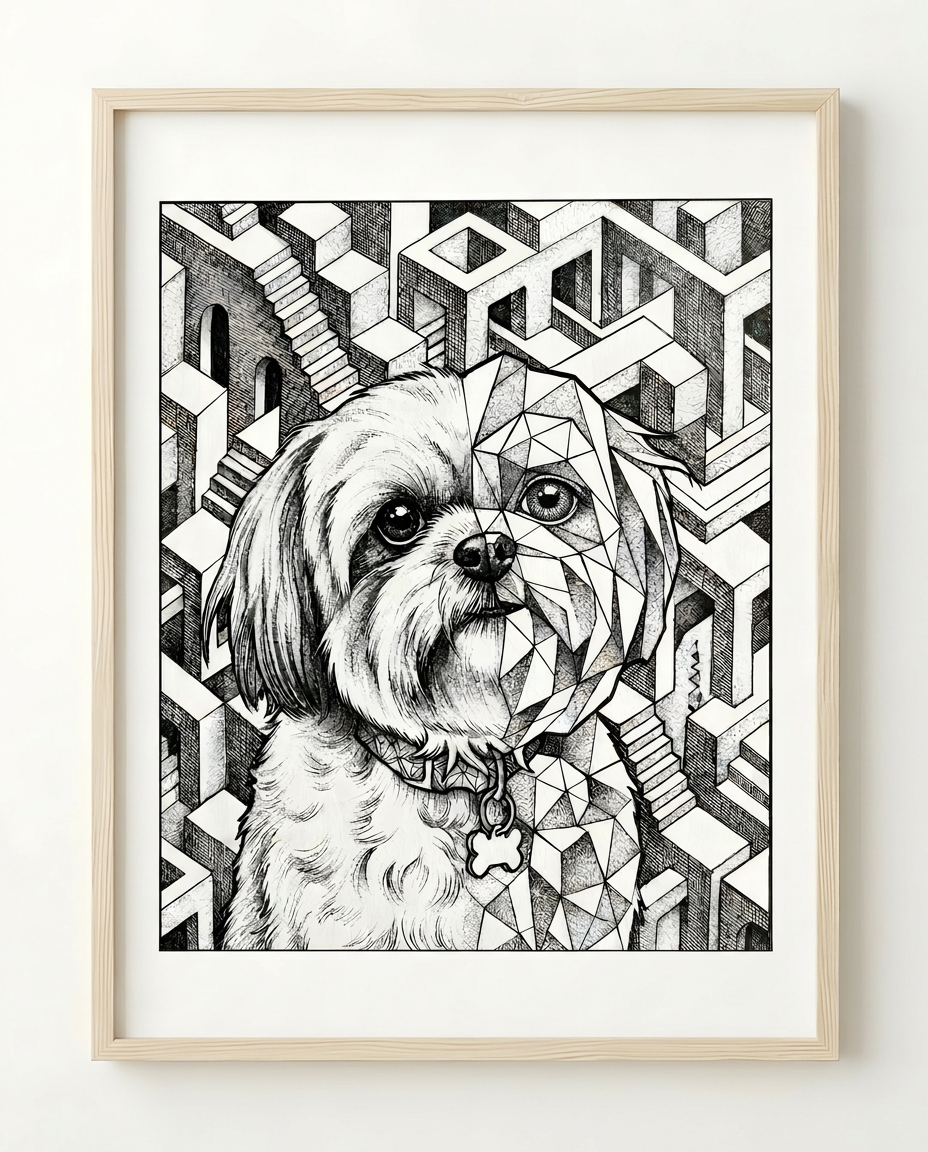 Huisdier in Escher stijl